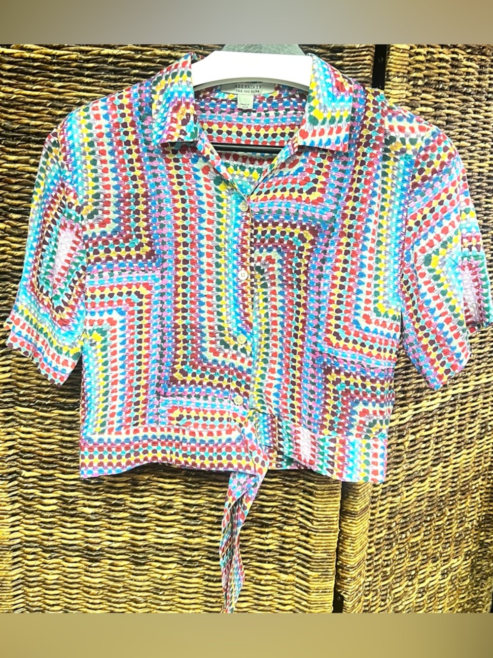 All Saints‎ Multicolor Tie-Front,Button-Down,Womens Size:2, Leni Luisa Shirt